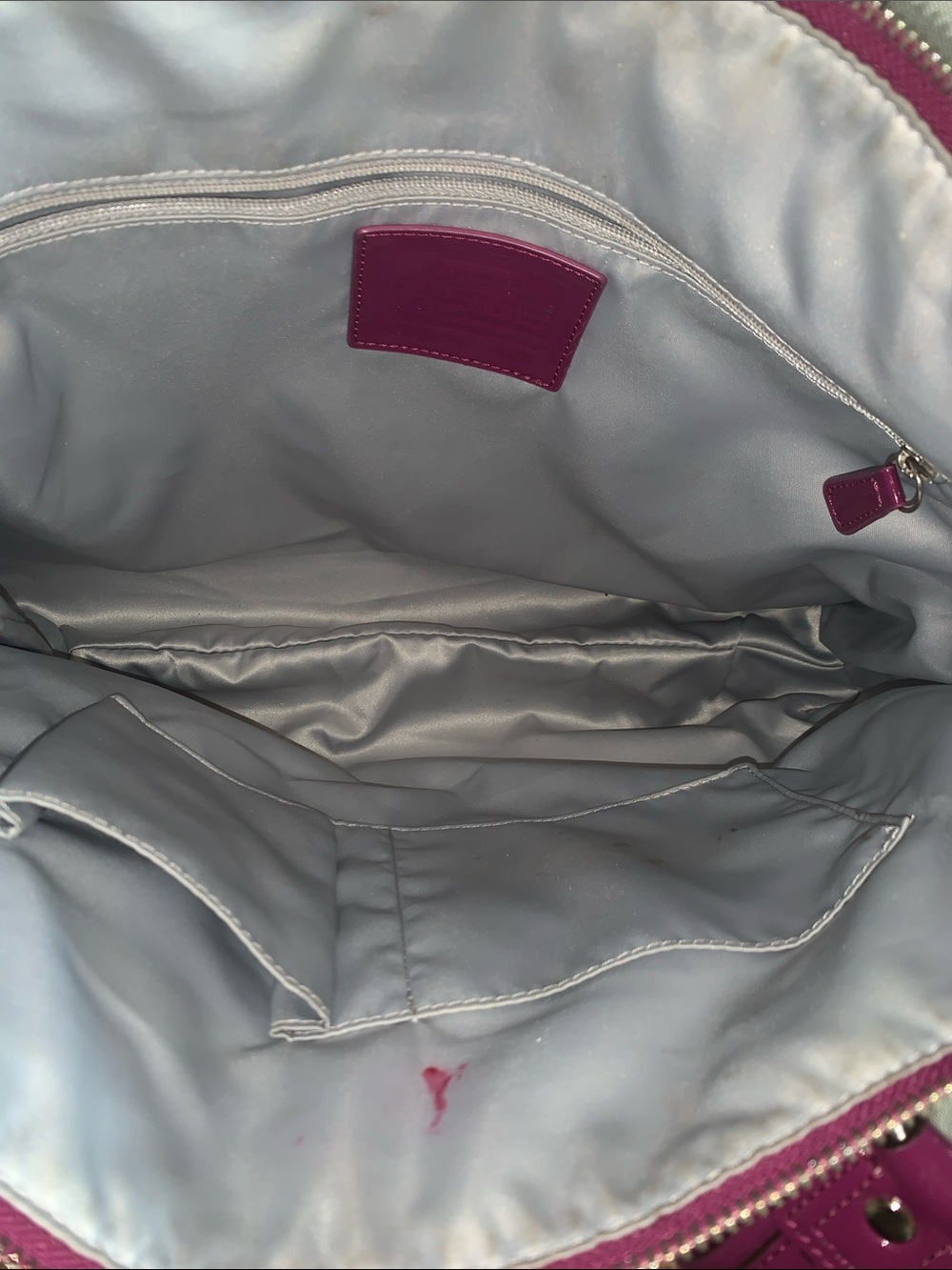 Coach Poppy Magenta Patent Leather Tote with Zip Pocket - Picture 4 of 5